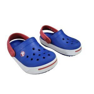 Crocs Unisex Kids Casual Clog Size 4 / 5 - Blue Red & White Infant Child